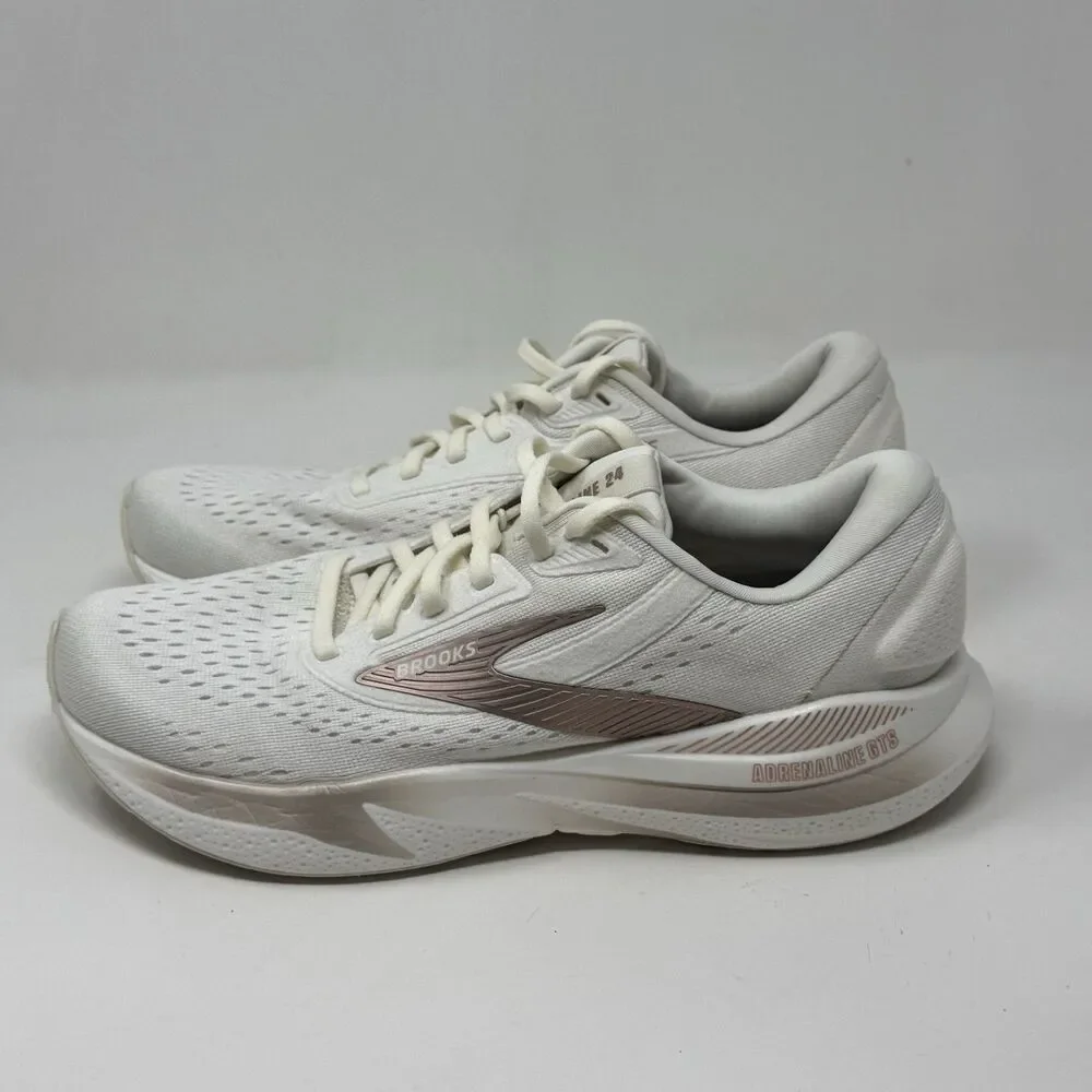 Brooks Adrenaline GTS 24 Shoes Womens 9.5 White Rose Gold Running Sneakers